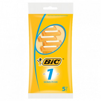 Bic 1 станок однор. для ЧУВСТВ. кожи (пакет 5 шт) желтый