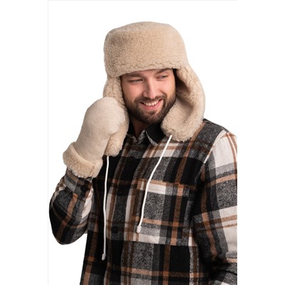 Шапка ушанка РОДИНА цвет бежевый