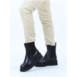 01-C2105B-17A BLACK Ботинки демисезонные женские (натуральная кожа, байка)