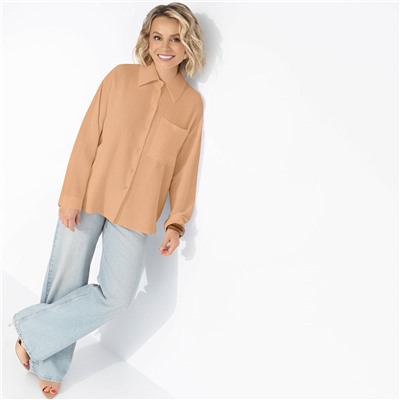 Рубашка с декоративной спинкой, Создала себя сама (бежевая)