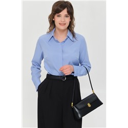 Блузка василькового цвета с длинным рукавом