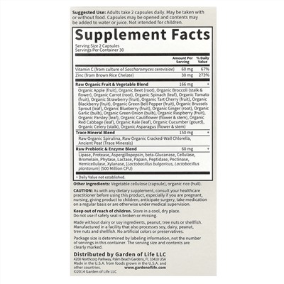 Garden of Life, Vitamin Code, RAW Zinc, 60 веганских капсул
