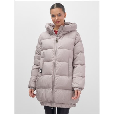 Куртка женская зимняя на резинке большого размера светло-коричневого цвета 7619SK