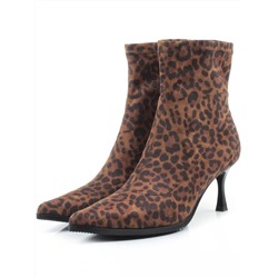 01-H26B-42PC BROWN LEOPARD Ботильоны демисезонные женские (велюр)