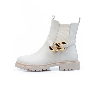 5267-2 WHITE Ботинки демисезонные женские (натуральная кожа, байка)