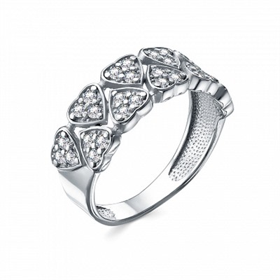 Кольцо с фианитом родированное серебро 925*