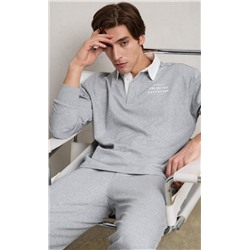 Футболка-поло д/р P411-0570 grey melange