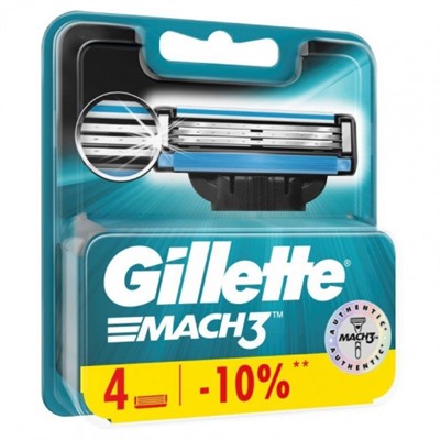 Gillette Mach3 (4шт) RusPack orig (пластик)