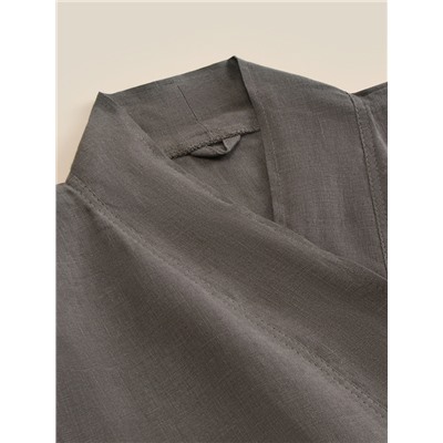 Халат женский короткий SL HOME Graphite-52, лён 100%, графит