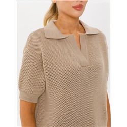 Блузка поло вязаная бежевая