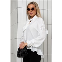 Блузка белая льняная с баской Грейс №1