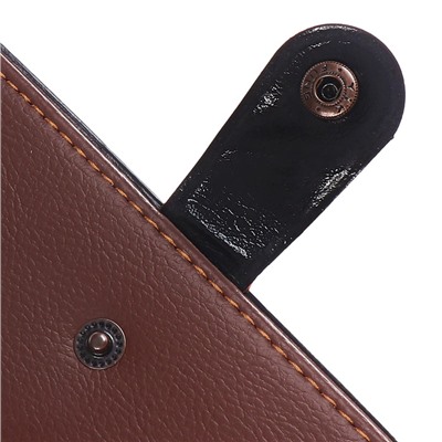 Записная книжка А6, 102 листа, обложка ПВХ, на кнопке, коричневая