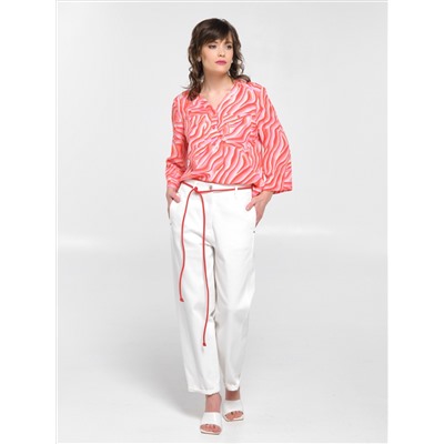 Блуза кораллового цвета с рукавом 3/4