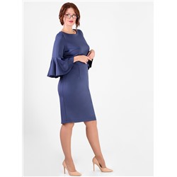 Белорусское платье синее облегающее с красивыми рукавами plus size