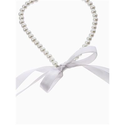 Бусы «Бантик» жемчужины с завязкой, белые, 40 см