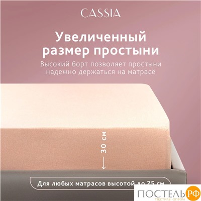 CASSIA АЙЛА Простыня на резинке 180х200+30, 1 пр., хл./сатин розовый