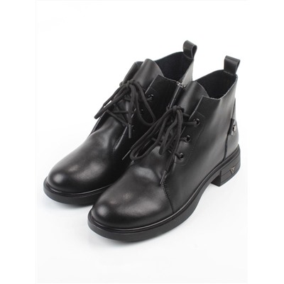 01-M43-18 BLACK Ботинки демисезонные женские (натуральная кожа)