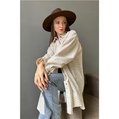 Рубашка женская  HUG077/02/Молочный, коричневый