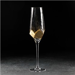 Бокал для шампанского Magistro «Дарио», 180 мл, 5×27.5 см, стекло, золотистый