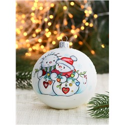 Ёлочный шар d=10 см «Снеговички»