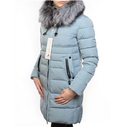 D16-758 LT. BLUE Пальто зимнее женское (холлофайбер, натуральный мех чернобурки)