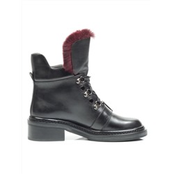 01-H001-3637-N380K BLACK Ботинки демисезонные женские (натуральная кожа, байка)