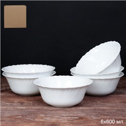 Набор суповых тарелок 6 штук 600 мл Тюльпан белый / LHW60/6 (WHITE)