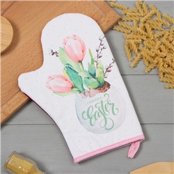 Варежка - прихватка «Этель. Тюльпаны», 20×28 см, саржа, 100% хлопок, ватин 250 г/м²