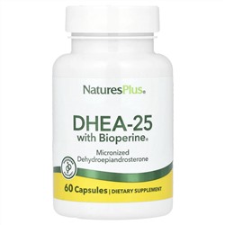 NaturesPlus, ДГЭА-25 с Bioperine®, 60 капсул