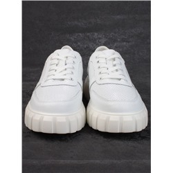 05-PDA97-1 WHITE Кроссовки женские (натуральная кожа)