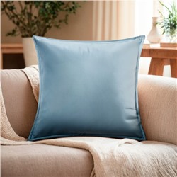 Наволочка декоративная «Этель», 45×45 см, кожзам, металлик/голубая