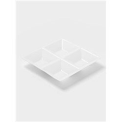 Менажница 4 ячейки Wilmax, 20×20 см, фарфор, белая