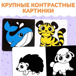 Книги картонные «Контрастные и чёрно-белые картинки для новорожденных», набор 3 шт. по 10 стр.