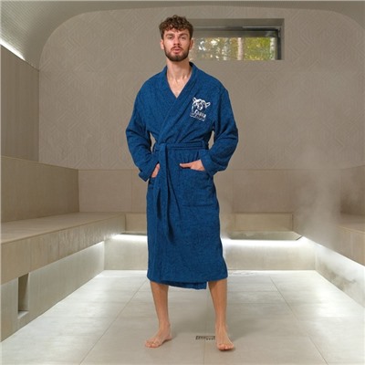 Халат махровый мужской «Этель. Глава семьи», размер 56-58, синий
