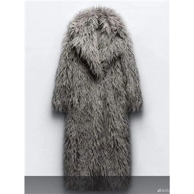 Шуба серая длинная
