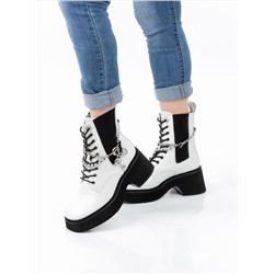 01-GZ6190-L61 WHITE Ботинки демисезонные женские (натуральная кожа)