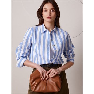 Блузка свободного силуэта в широкую полоску из 100 % хлопка
