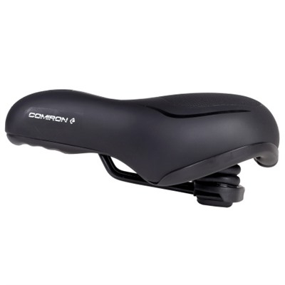 Седло велосипедное комфортное COMIRON TOKYO C012 265x220, Технологии: ED, MEMORY FOAM, Верх: PU с пресс. принтом, Цвет: Чёрный+:Желтый/ АКЦИЯ /уп 20/
