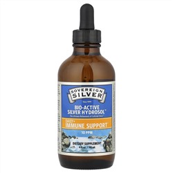 Sovereign Silver, Bio-Active Silver Hydrosol, коллоидное серебро для ежедневной поддержки иммунитета, с дозатором-пипеткой, 10 част./млн, 118 мл (4 жидк. унции)