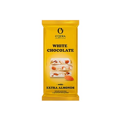 «O'Zera», шоколад White and Extra Almond, 90 г