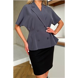 Жакет серый с короткими рукавами Абелия №5