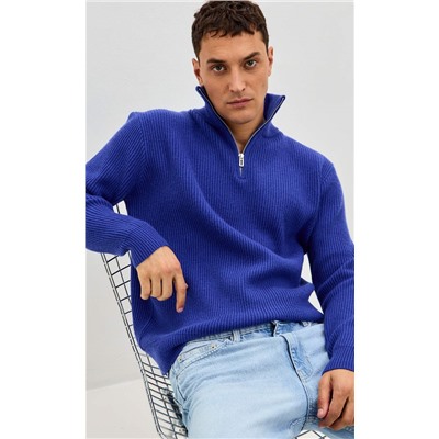 Джемпер мужской с воротом на молнии F310-0515 синий