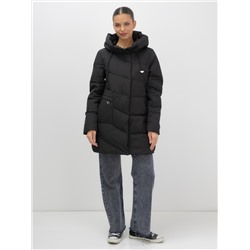 Куртка женская демисезонная с капюшоном черного цвета 1139Ch