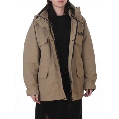 3092 BEIGE/GREEN Куртка демисезонная женская (100 гр. холлофайбер)