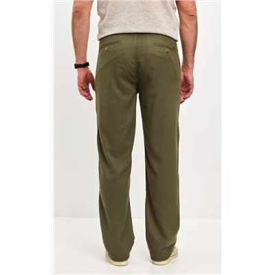 Брюки лен P511-0852 khaki