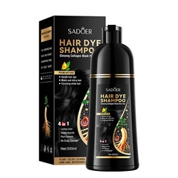 Шампунь для черных волос оттеночный с женьшенем, черным кунжутом и грибом рейши Sadoer, 500 мл.