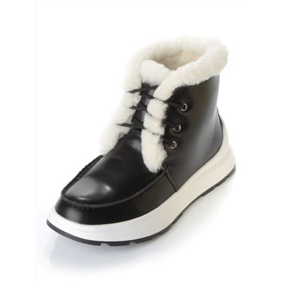 11-P5 BLACK Ботинки зимние женские (натуральная кожа, нат. мех и шерсть)