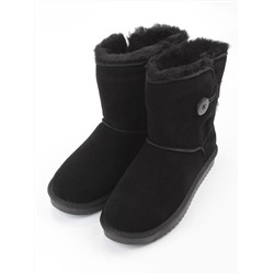 04-PAYH02-01Z BLACK  Угги женские (натуральная замша, 100% шерсть, натуральный мех)
