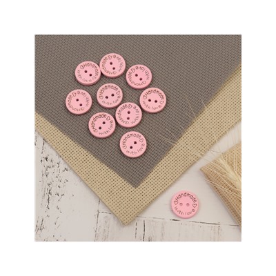 Набор нашивок из дерева «Hand made with love», 2 × 2 см, 10 шт, цвет розовый