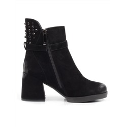 04-R164-1 BLACK Полусапоги женские (натуральная замша, натуральный мех)